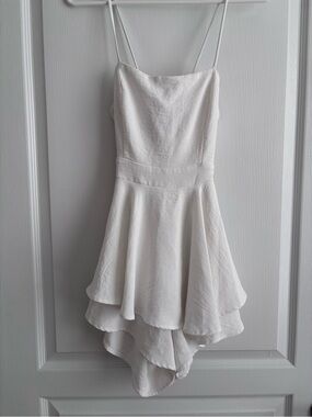 White Spaghetti Strap Ruffle Romper